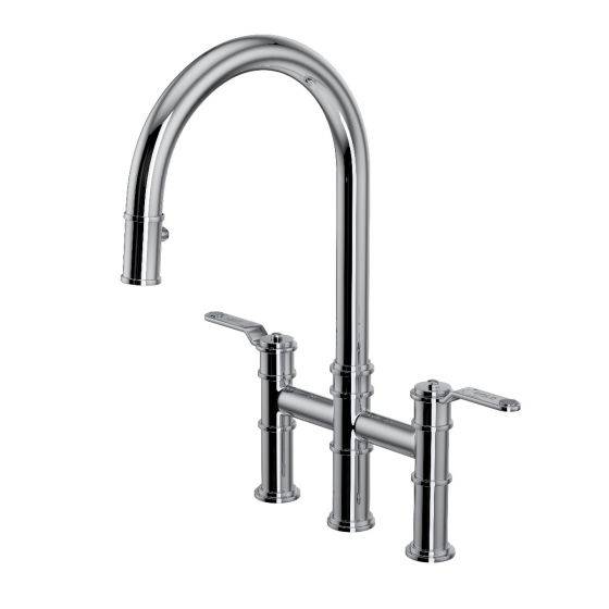 Armstrong Bridge Mixer With Pull Down Rinse, With Textured Handle - Kitchen Tap