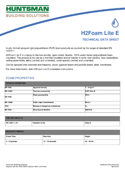 H2Foam Lite E - Technical Data Sheet