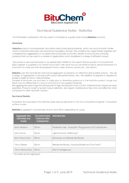 Coloured asphalt - NatraTex Technical Guidance