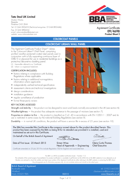 BBA Certification: Catnic Urban Cladding