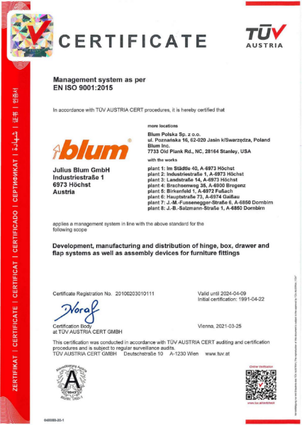 Blum ISO 9001 2015