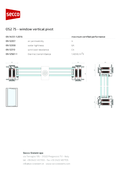 Secco Sistemi - OS2 75 - window vertical pivot