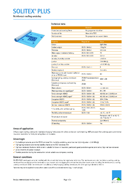 Pro Clima Solitex Plus Technical Datasheet
