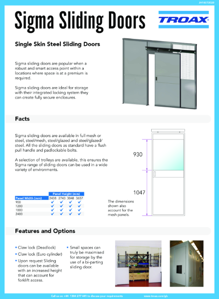 Sigma Sliding Door Datasheet