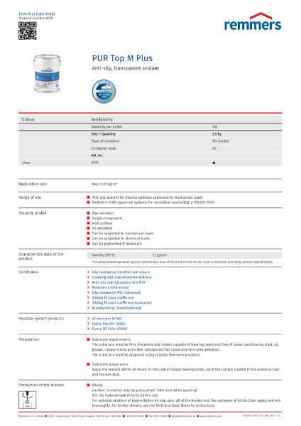 Technical Data Sheet - PUR Top M Plus