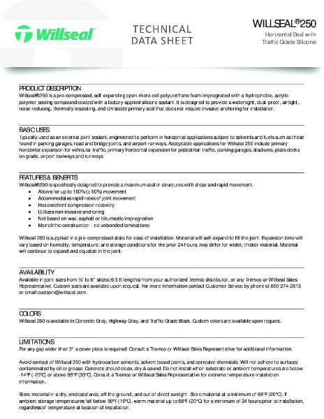 WILLSEAL® 250 - Product Data Sheet