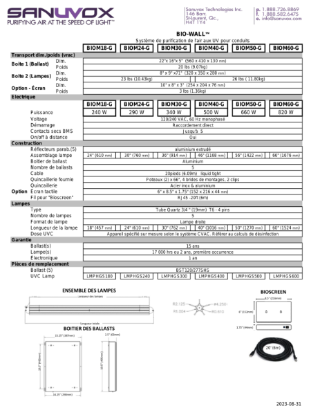 Spécifications techniques du BioWall (FR)