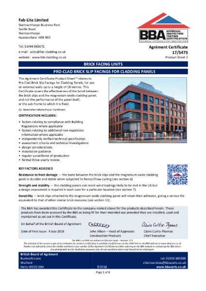 Pro-clad Magnesium Oxide Backed Brick Cladding - 17/5475