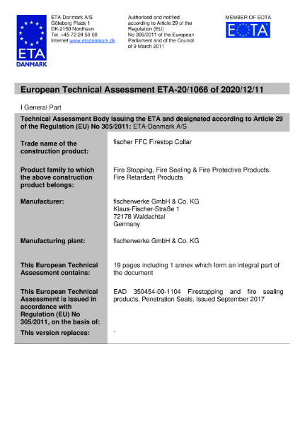 European Technical Assessment ETA-20/1066