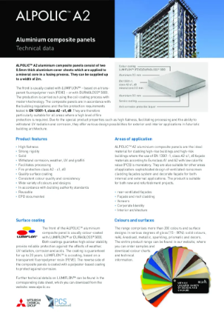 PCS ALPOLIC Technical Datasheet A2 EN 2026