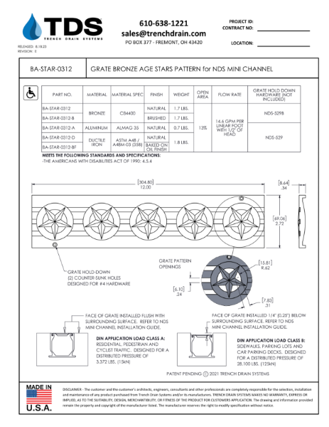 Grate Bronze Age Stars Pattern for NDS Mini Channel