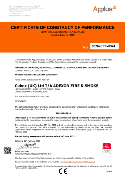 FC120E Certificate