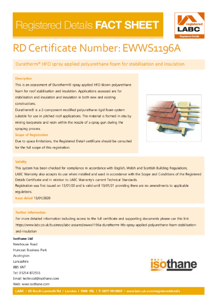 Duratherm LABC fact sheet