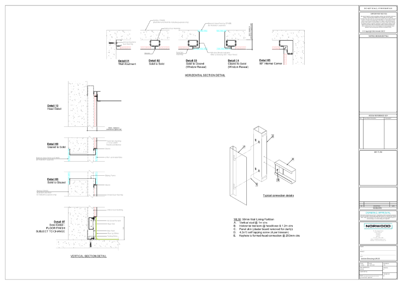 Wall Lining 50 mm Section Details