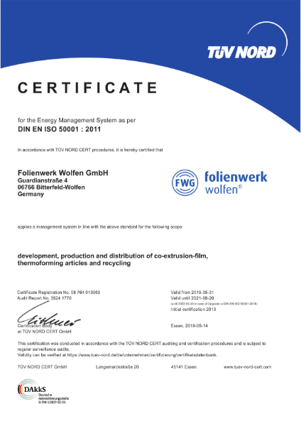 ISO 50001 Folienwerk Wolfen