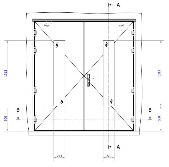 Drawing P023 - M56L double leaf external door corner frame