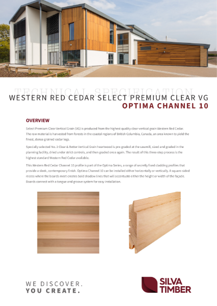 Western Red Cedar Select Premium Clear Vertical Grain Cladding - Optima Channel 10