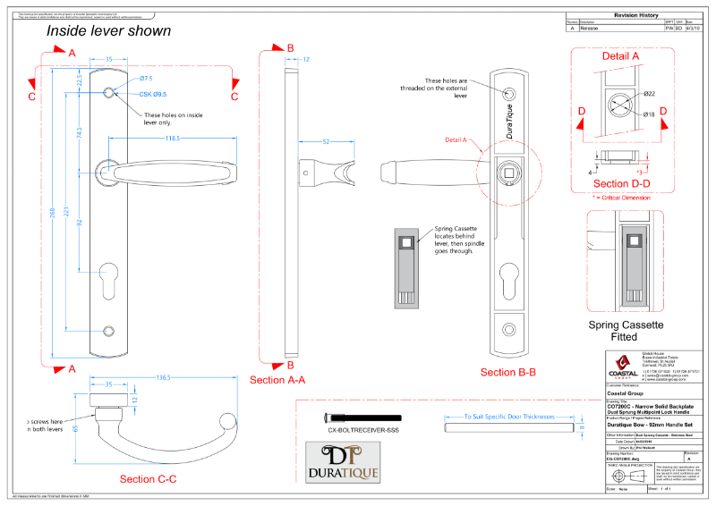 DURATIQUE™ - CO7200C DuraTique Bow Door Handle CAD
