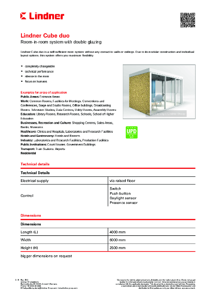 Lindner Cube duo - Datasheet