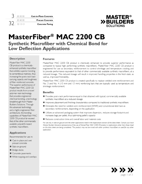 MasterFiber MAC 2200 CB Data Sheet