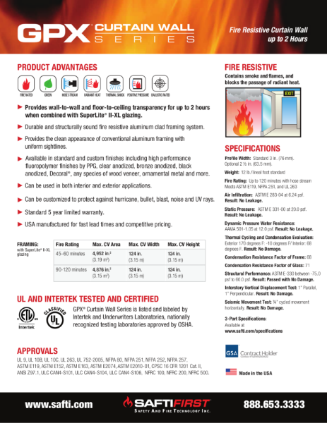 GPX® Curtain Wall Data Sheet