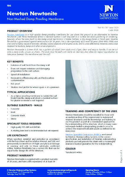 Newton Newtonite Data Sheet 9.1