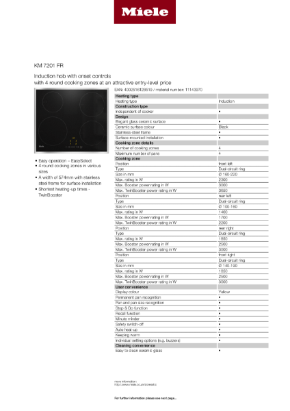 KM 7201 FR Product Data Sheet