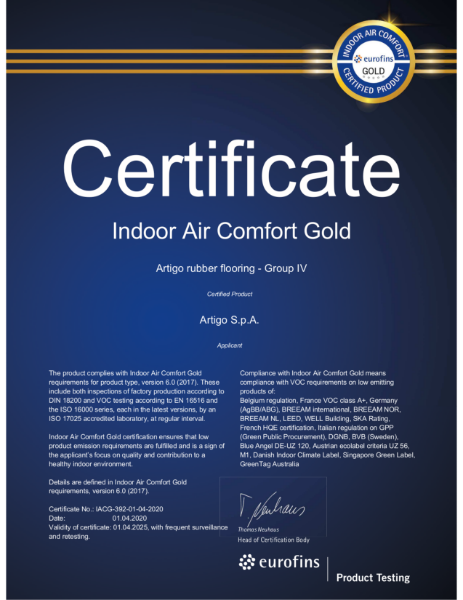 Eurofins Indoor Air Comfort Gold IACG-392-01-04-2020, Group IV