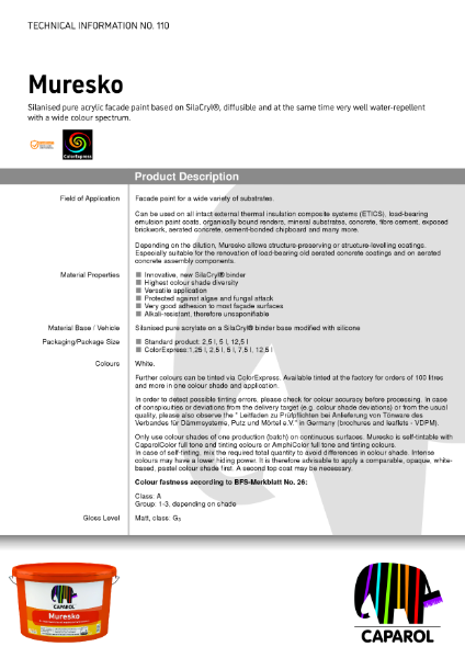 Muresko - Technical Data Sheet