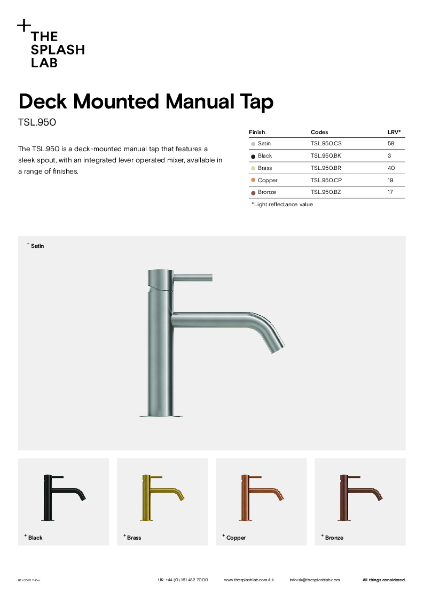 Deck Mounted Manual Tap Datasheet