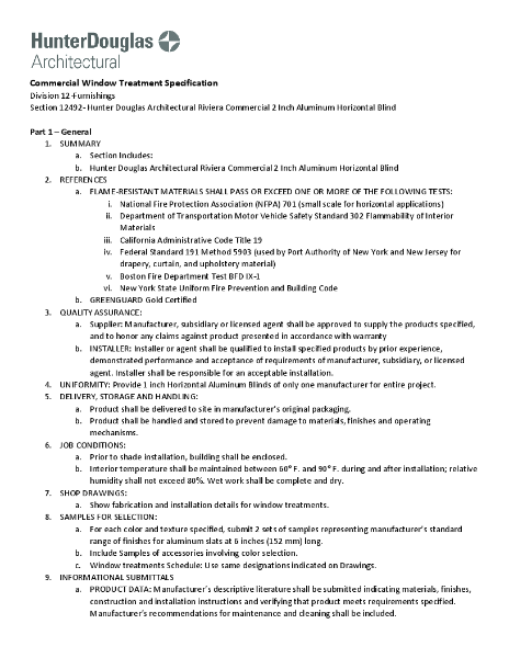 Riviera - 2" Specification