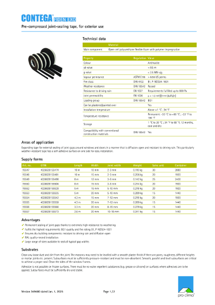 Contega Fiden Exo Technical Datasheet