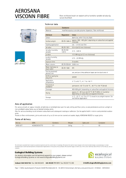 Aerosana Visconn Fibre Technical Datasheet