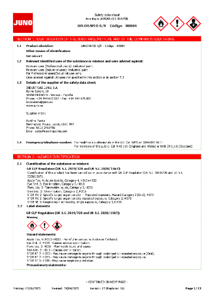 88884_JUNORAPID Safety Data Sheet