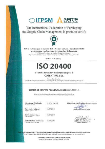 Certificado ISO20400