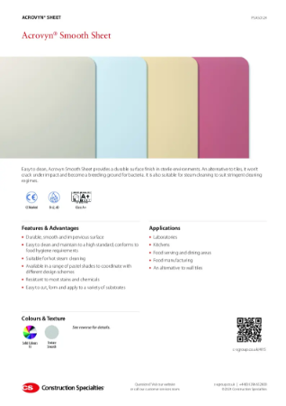 CS Acrovyn Smooth Sheet_Product Sheet (01.24)