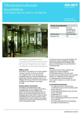 Karuselldörrar ASSA ABLOY RD3 A1, RD4 A1 och RD4 A2