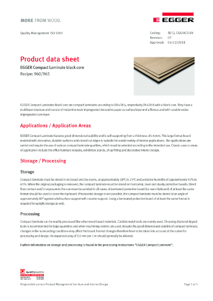 Technical Datasheet - Compact Laminate Black Core