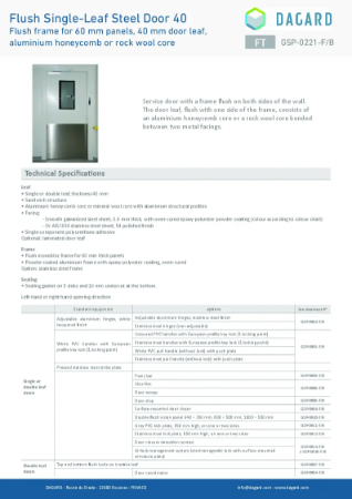 GSP-0221 Flush single-leaf door with 40 mm steel-faced leaf - datasheet
