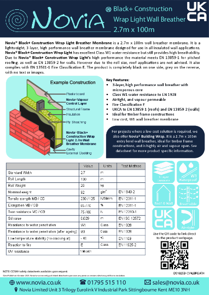 Novia®  Black + Construction Wrap Light Wall Breather
