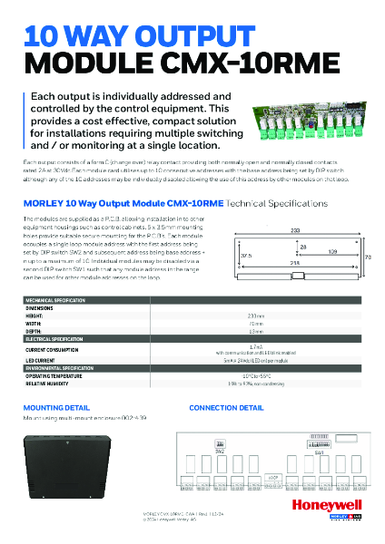 Morley-IAS 10 Way Output Module CMX-10RME
