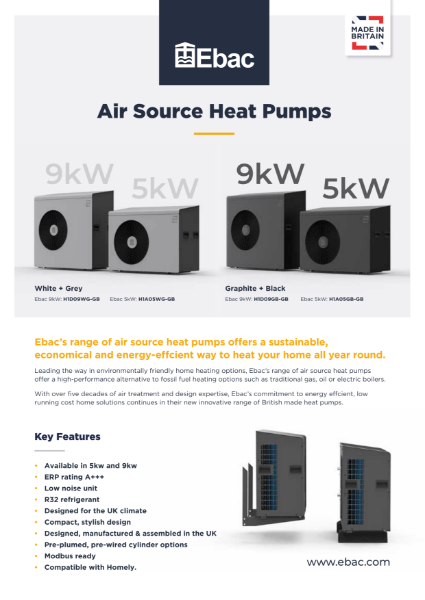 Ebac Air Source Heat Pumps Datasheet