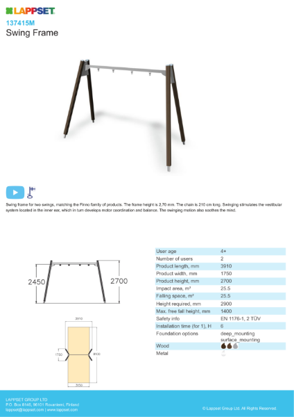 Swing Frame Product Sheet