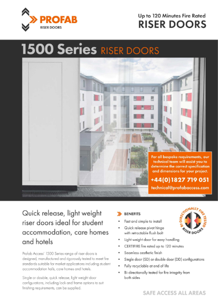 Profab VEGA 1500 Series Riser Door Fire Rated Technical Data Sheet