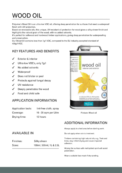 Wood Oil Product Data Sheet