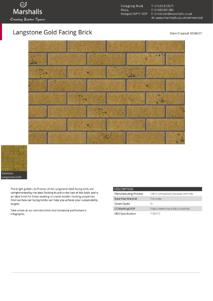 Langstone Gold Facing Brick