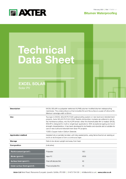 Axter Excel Solar Technical Data Sheet