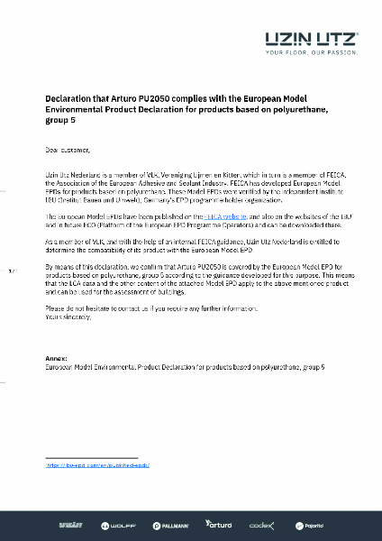 EPD for Arturo PU2050