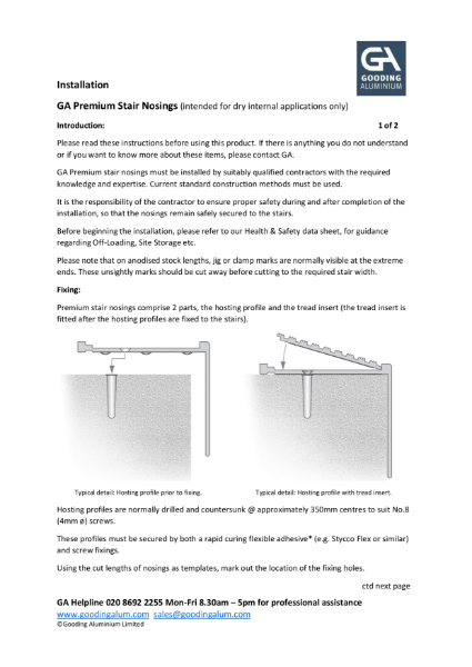 Installation Details for Premium Stair Nosings