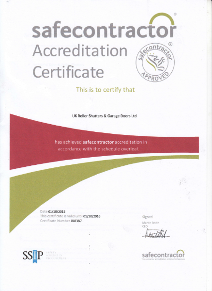 Safety Contractor Certificate